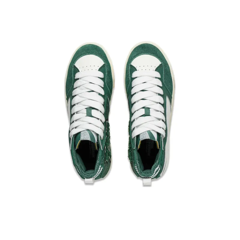 LiNing Wave 180 VNTG Anti Slip Wear Resistant Mid Top Skateboard Shoes Men's Green White-2
