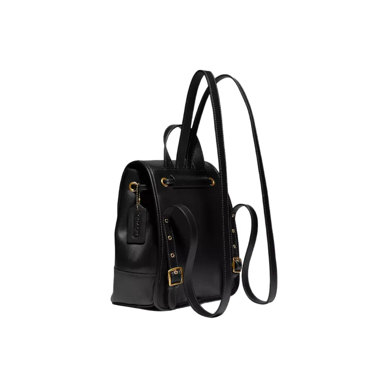 COACH Turnlock Leather Backpack Small Size Women's Black-1