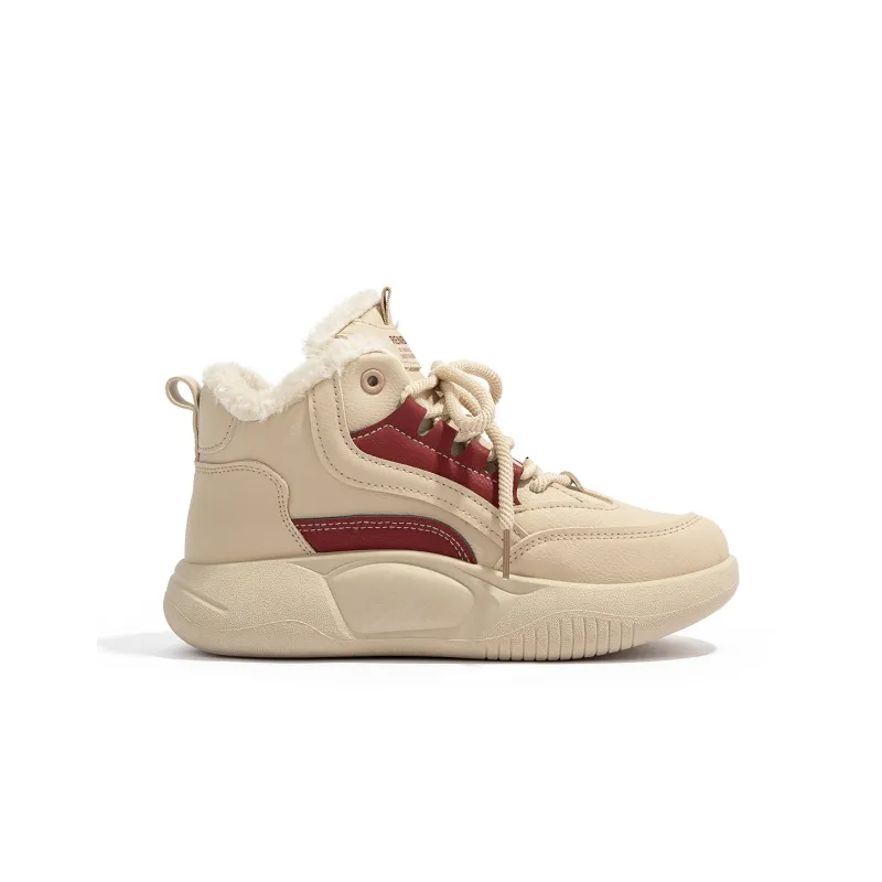 RENBEN Casual Shoes Women's High-Top Black EU 38 Fleece-Lined POIZON