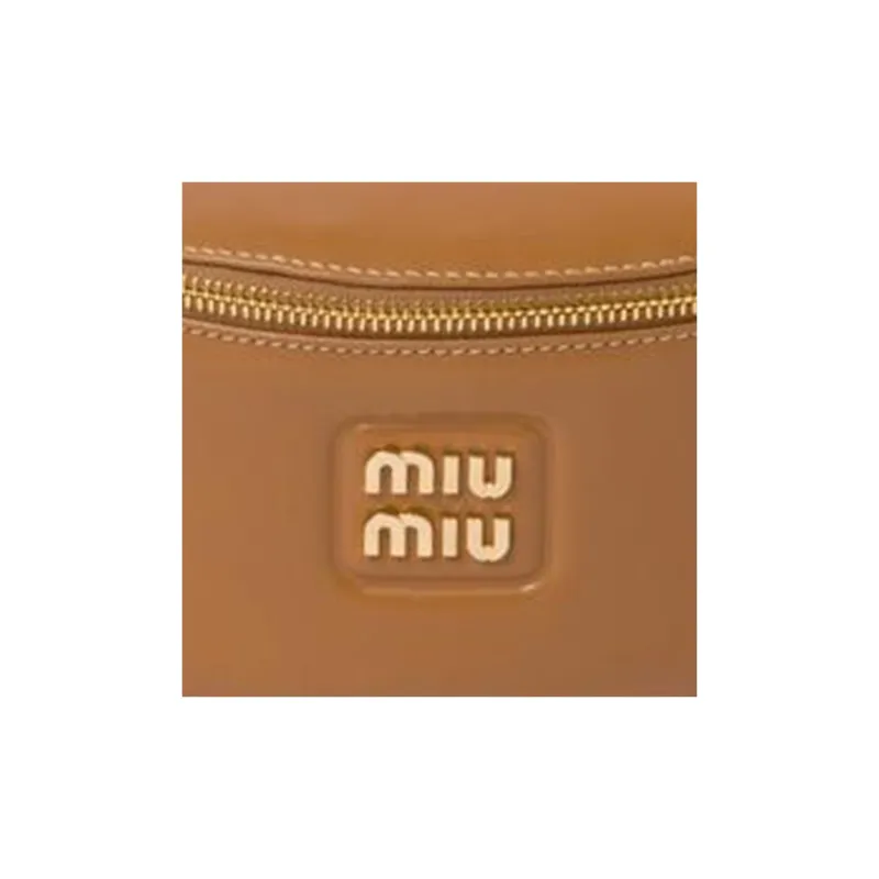 MIU MIU Leather Fanny Pack Women's Caramel Brown-5