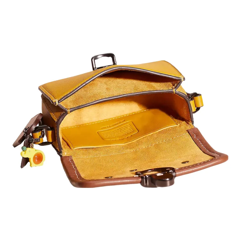 COACH Studio Leather Shoulder Bag, Crossbody Bag Mini Women's Brass Alloy With Linen Accents-2