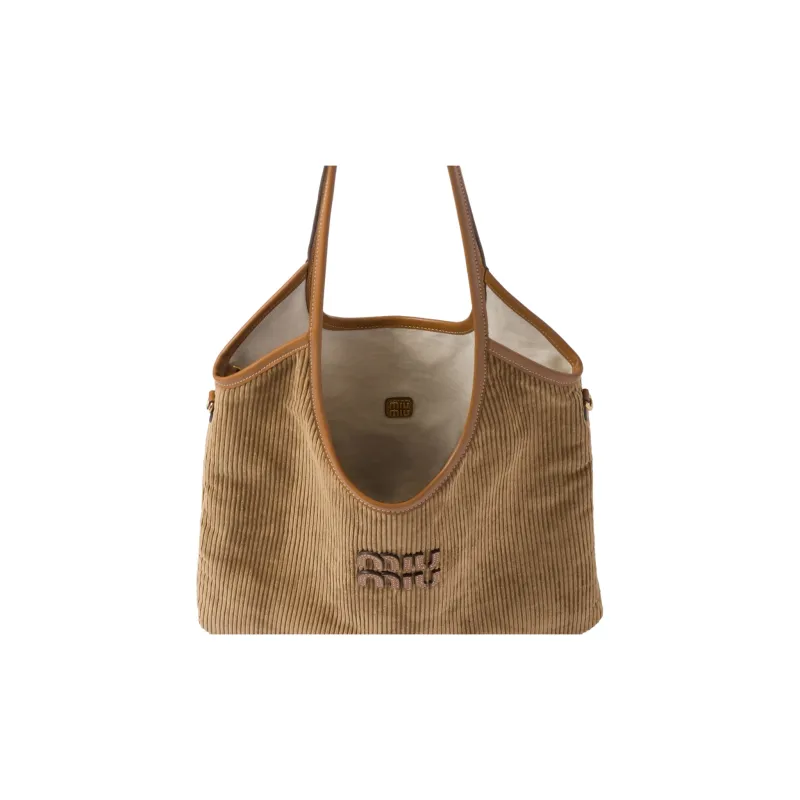 MIU MIU Corduroy Handbag Women's Cinnamon-3