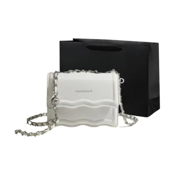 PINK·LAND PU Chain Bag Crossbody Bag Shoulder Bag Women's White/Black