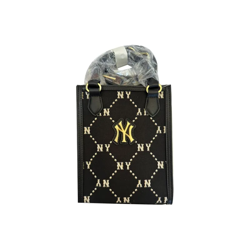 MLB PVC Tote Bag Shopping Bag Shoulder Bag Crossbody Bag Handbag Mini Unisex Black Gold-0