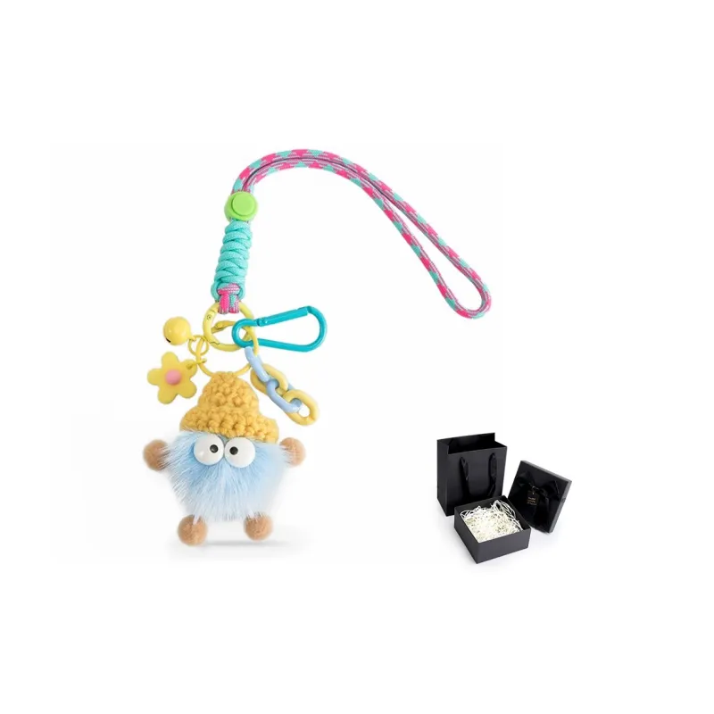 Ingenuity Handmade Mink Fur Pendant Doll Backpack Lanyard With Keychain Includes Shoulder Strap Women's Multicolor-5