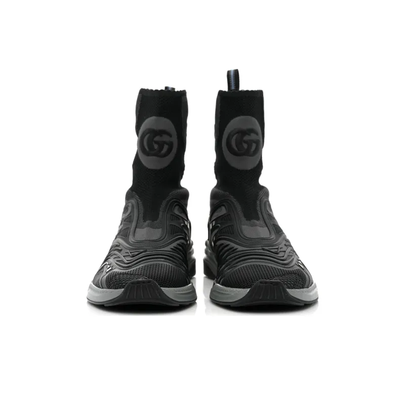GUCCI Wear Resistant High Top Casual Shoes Women's Black-3