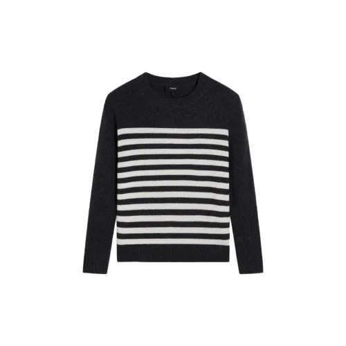 THEORY Sweaters Women's Dark Gray With White Stripes