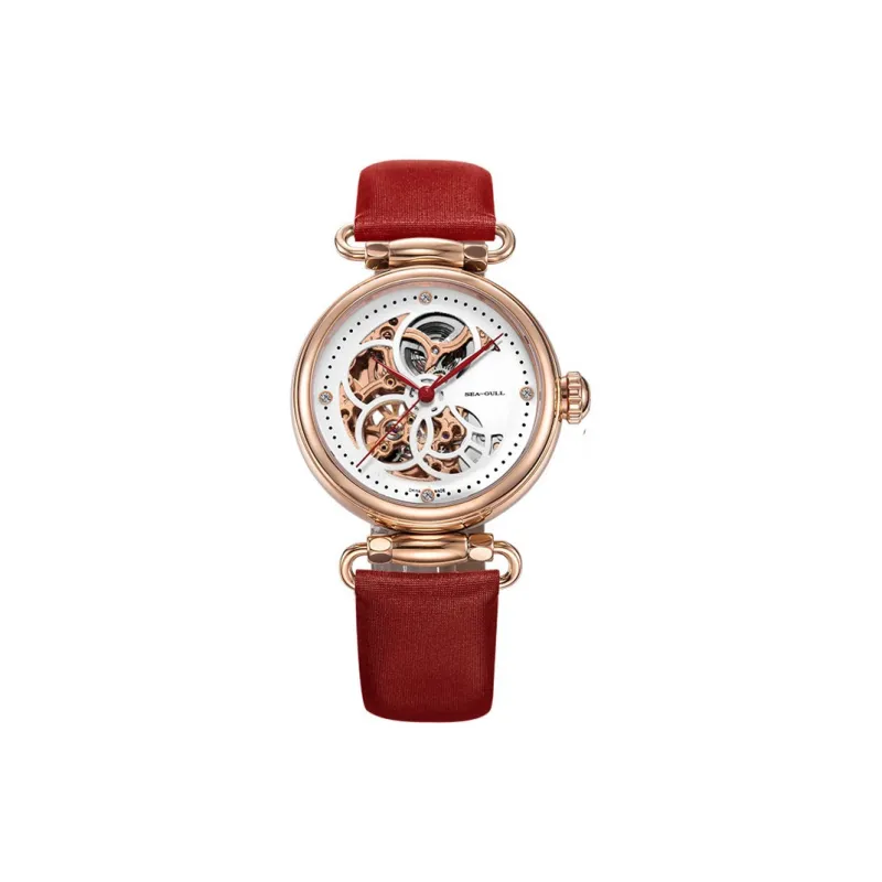 Sea Gull Time Goddess Automatic Mechanical Movement Spun Silk Strap Watch Women's Watch White Dial-0