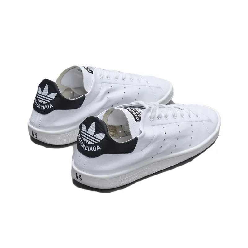 Balenciaga x Adidas Originals STAN SMITH Anti Slip Wear Resistant Low Top Skateboard Shoes Men's White Black-2