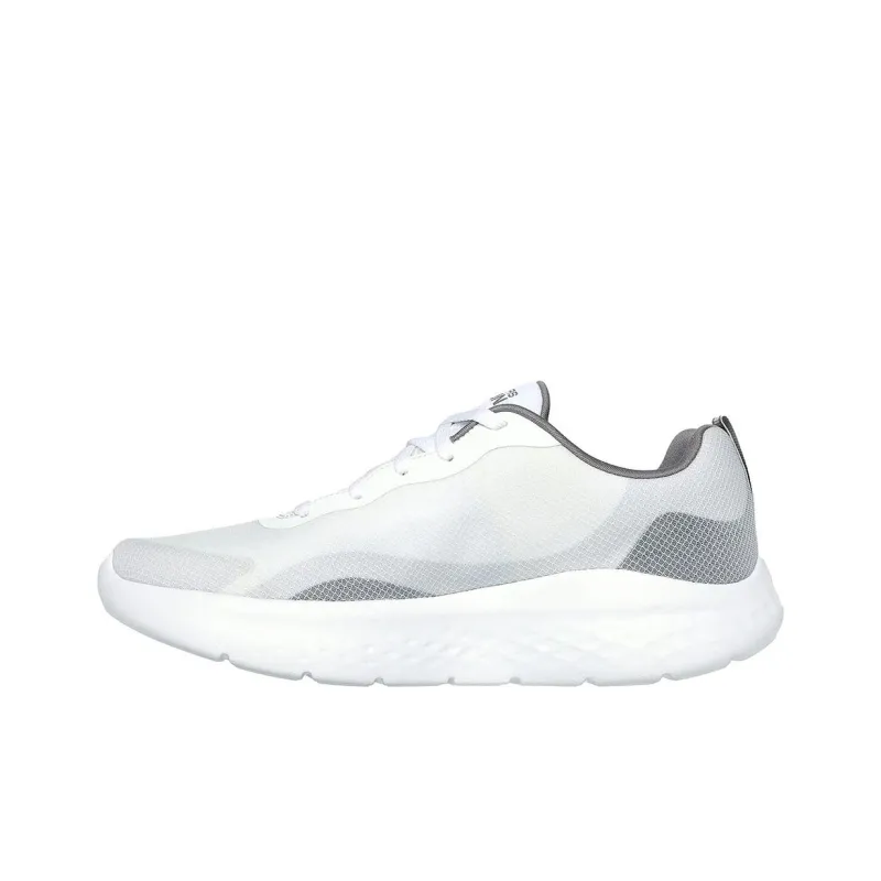 Skechers Go Run Lite Anti Slip And Wear Resistant Breathable Low Top Casual Running Shoes Men's White Gray-0