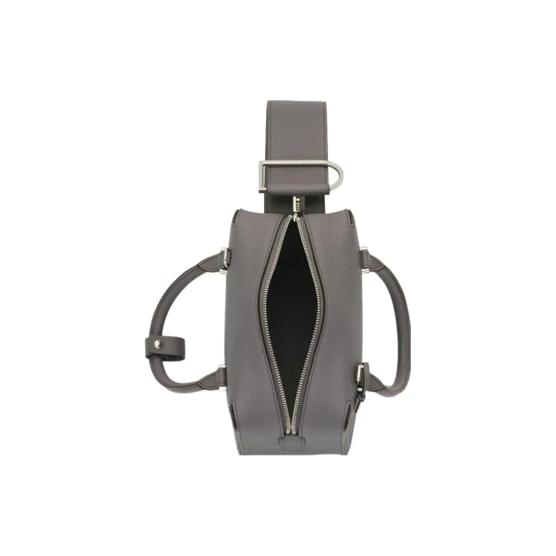 Delvau Cool Bo Soft Grain Calfskin Shoulder Bag Crossbody Bag Handbag Mini Women's Gray-3