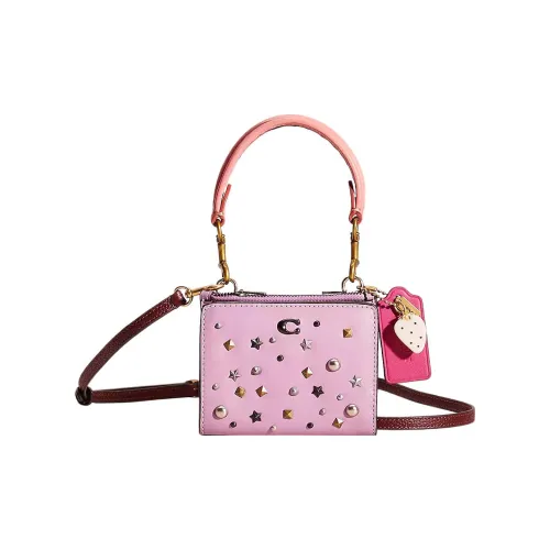 COACH Wallet Premium Calfskin Handbag Shoulder Bag Wallet Mini Women's White Brass With Purple Orchid Design