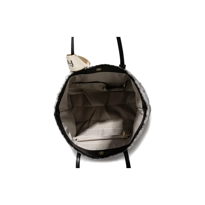MACKJANICE Polyurethane Tote Shoulder Bag Women's Black White Plaid-6