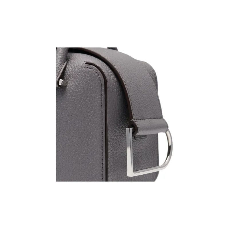 Delvau Cool Bo Soft Grain Calfskin Shoulder Bag Crossbody Bag Handbag Mini Women's Gray-4