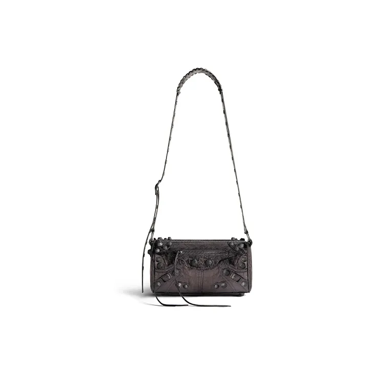 Balenciaga Le Cagole Fine-Grained Sheepskin Cylinder Bag Crossbody Bag Shoulder Bag Men's Dark Gray-0