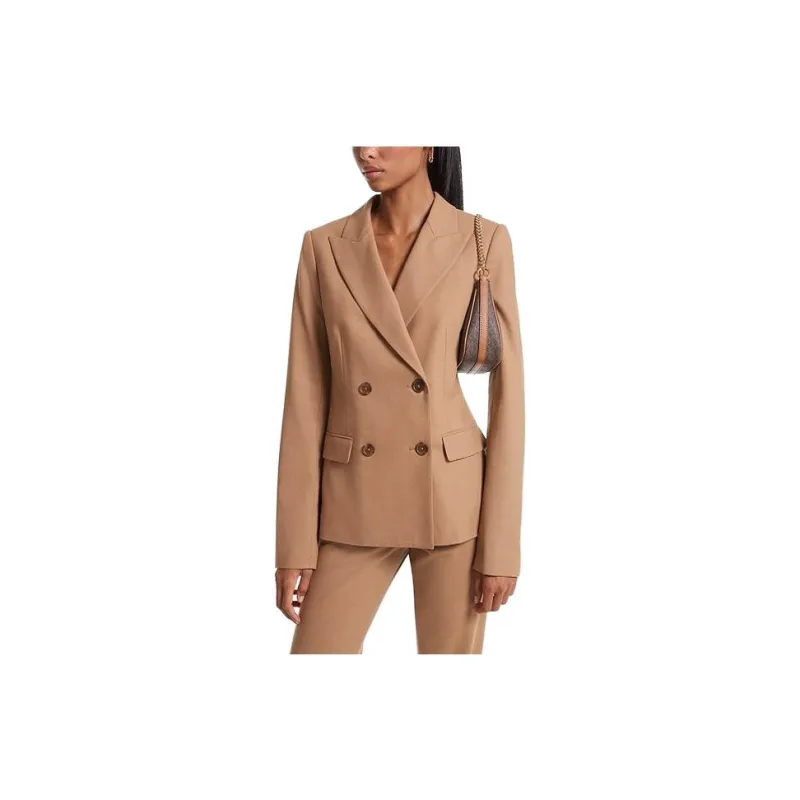 MICHAEL KORS Stretch Wool Blazer Business Suit Coat Women's Dark Camel-2