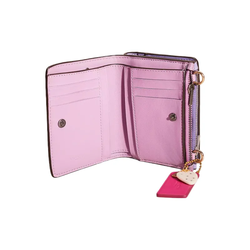 COACH Refined Calfskin Handbag, Shoulder Bag, Wallet Mini Women's White Pewter & Orchid Purple-2
