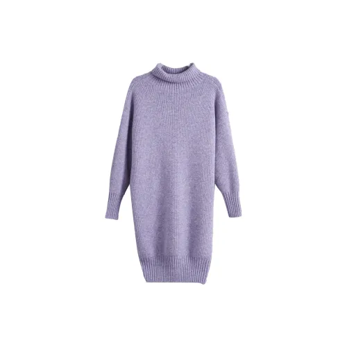 Olrain Long-Sleeved Dresses Women's Purple