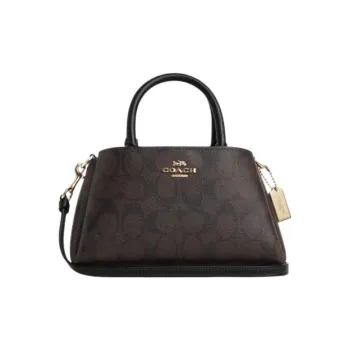 COACH PVC Artificial Leather One Shoulder Handbag Women's Brown & Black