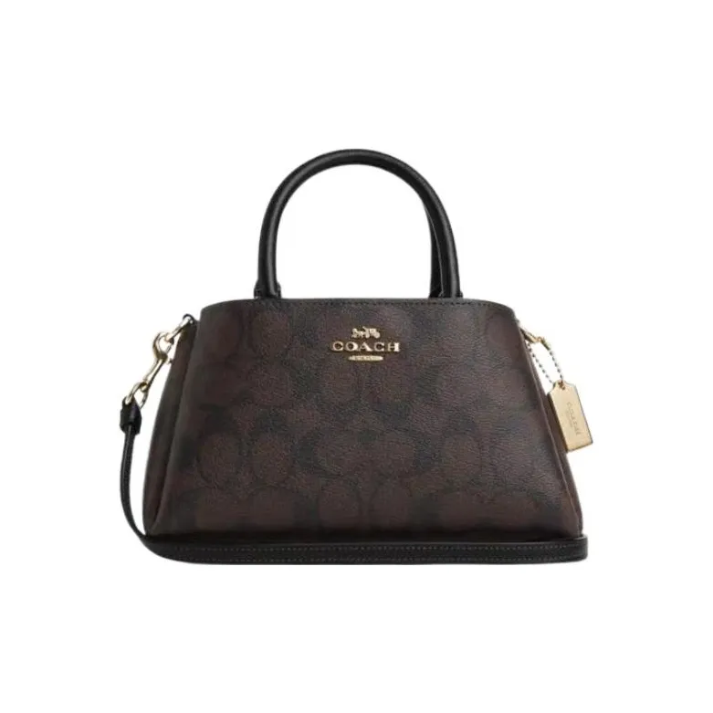 COACH PVC Artificial Leather One Shoulder Handbag Women's Brown & Black-0
