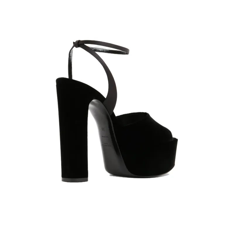 SAINT LAURENT Jodie 95mm Velvet Sandals-3