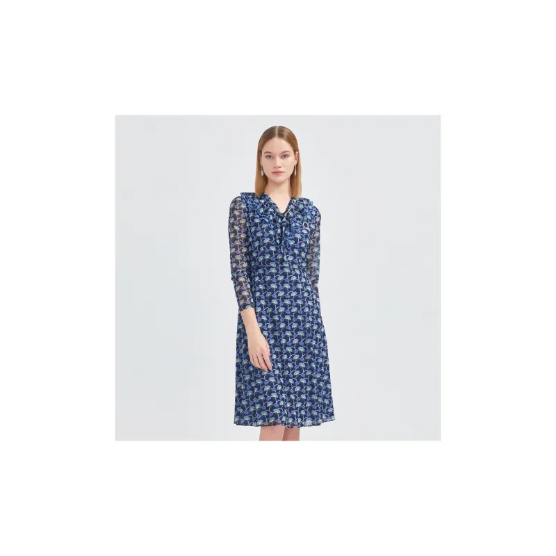 JZ. ANNAKRO Long Sleeved Dresses Women's Flower Lake Blue-4