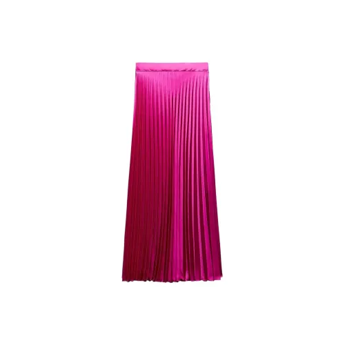 ZARA Casual Long Skirts Women's Wine Fuchsia