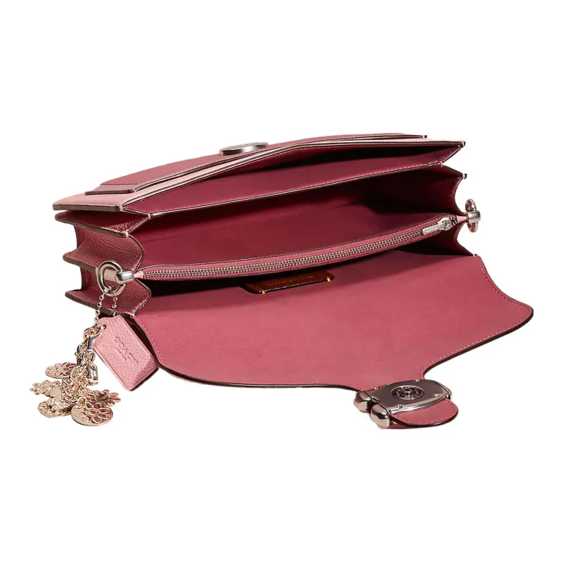 COACH Tabby Polished Pebble Leather Portable Crossbody Bag, Shoulder Bag Women's Silver & Floral Pink-2