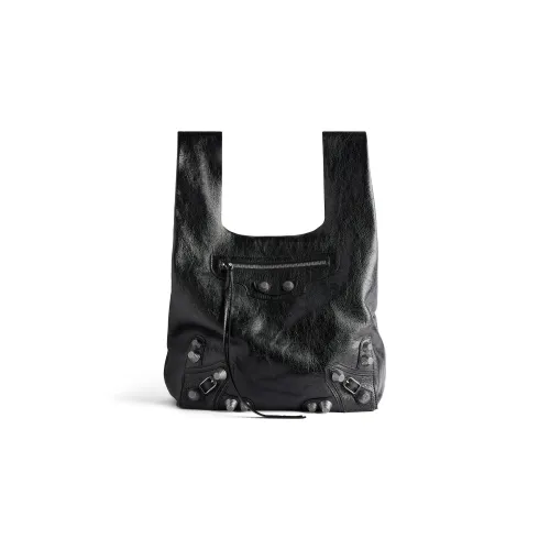 Balenciaga Le Cagole Fine Grained Sheepskin Handbag Shopping Bag Men's Black