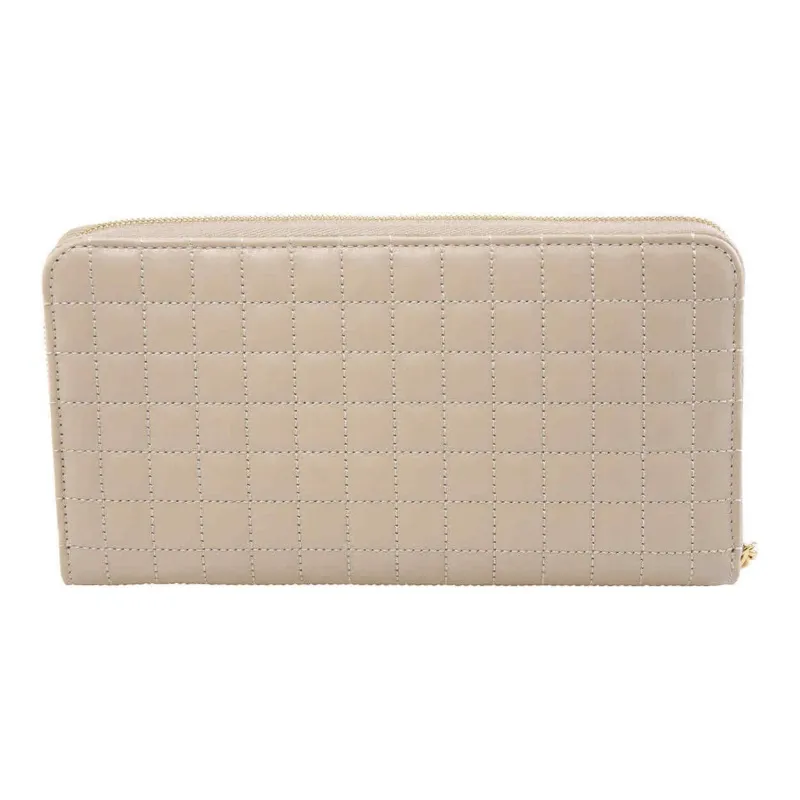 CELINE Quilting Calfskin Wallet Large Size Women's Nude-5