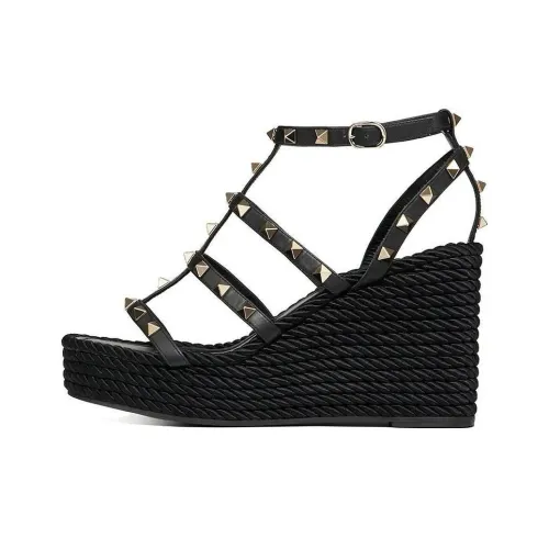 Valentino Garavani Rockstud 95mm Caged Wedge Sandals