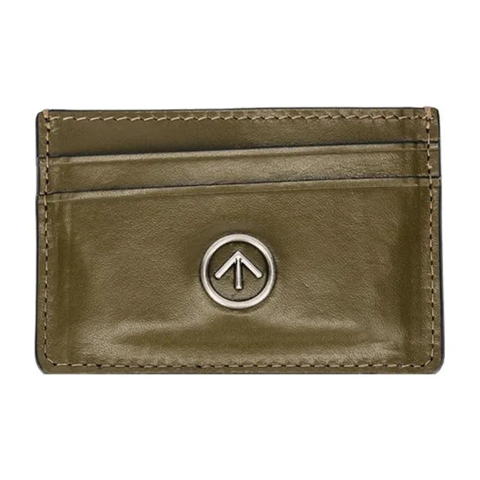 GROTTO Calfskin Genuine Leather Card Clip Card Holder Regular Unisex Olive Green-6