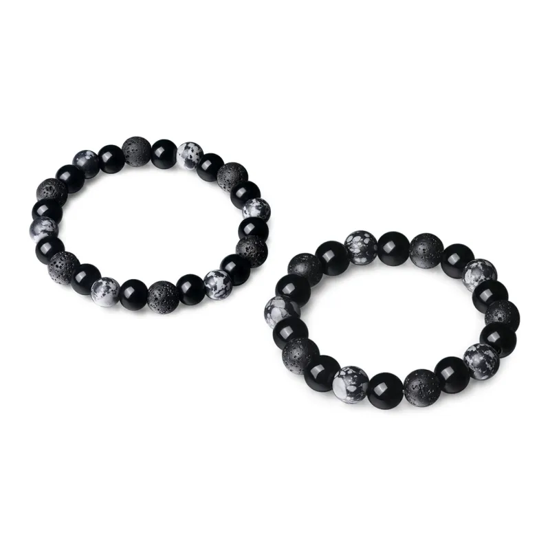 CIROCCO Volcanic Stone Snowflake Obsidian Bracelets Unisex-4