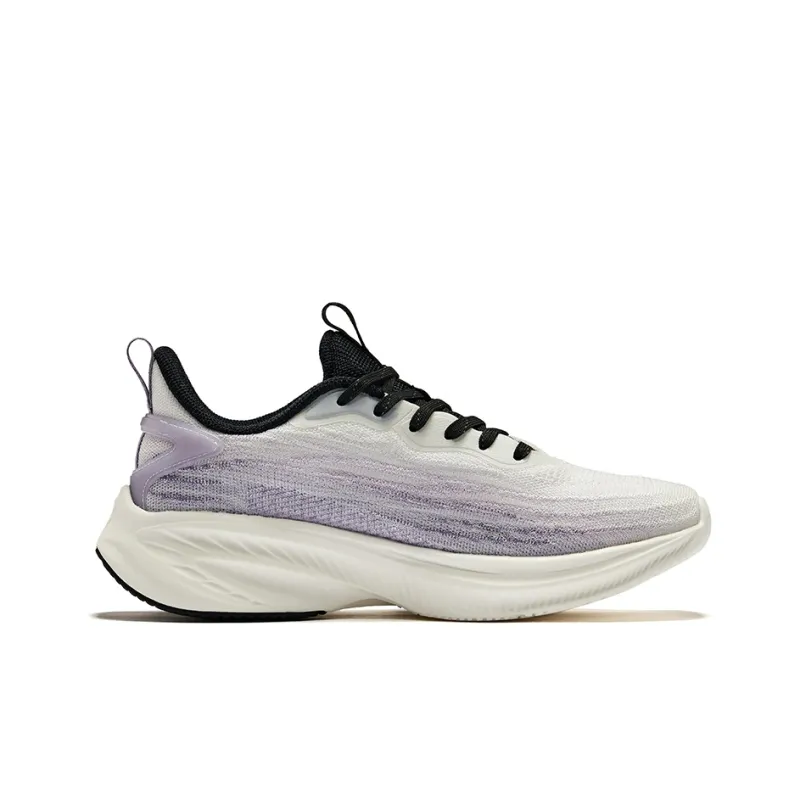 Erke Cushioning Wear-Resistant Low-Top Running Shoes Women's Bright White Misty Purple-1