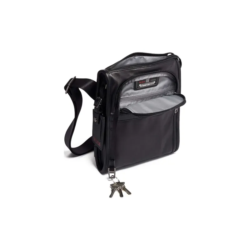 TUMI Alpha 3 Leather Shoulder Bag Crossbody Bag Small Size Men's Black-2