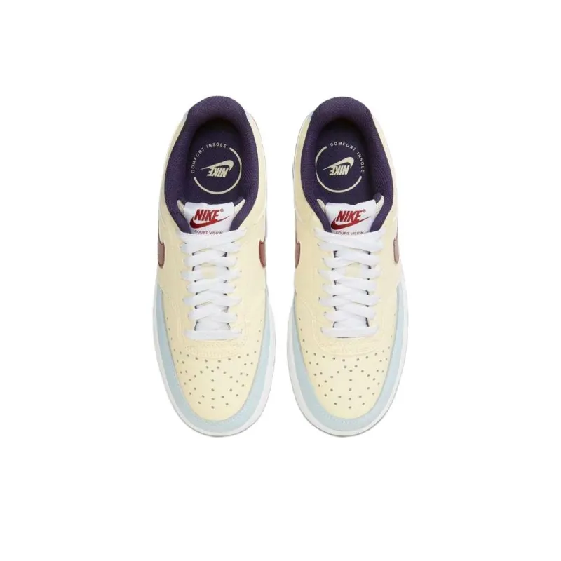 Nike Court Vision 1 Low 'Beige Blue Burgundy' Women's-3