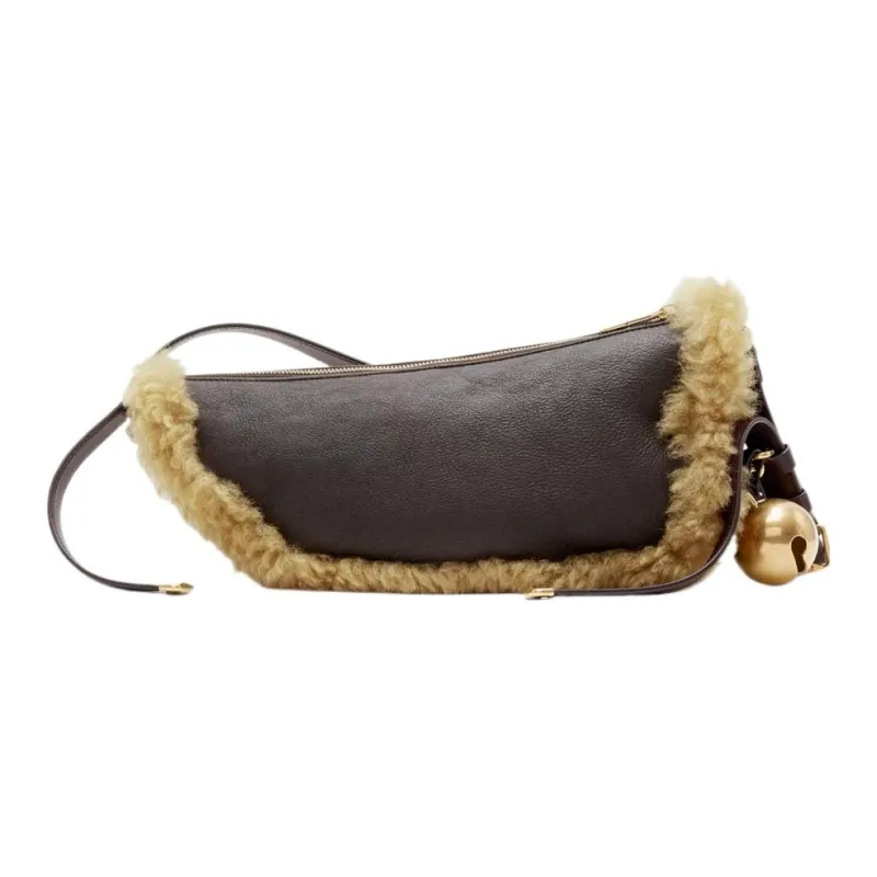Burberry Sheepskin One Shoulder Handbag Small Size Women's Moss-2
