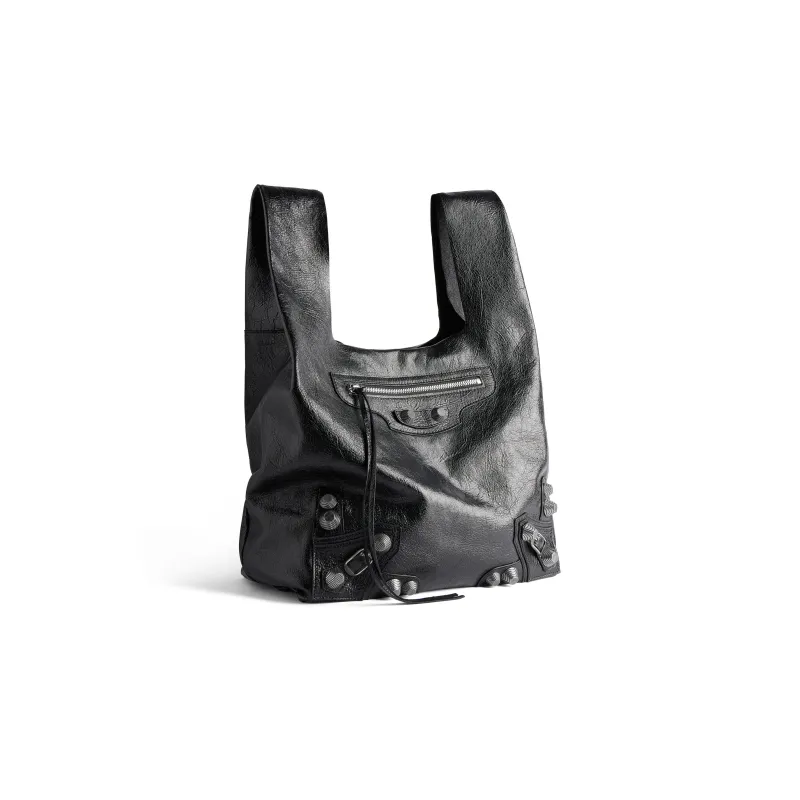 Balenciaga Le Cagole Fine Grained Sheepskin Handbag Shopping Bag Men's Black-1