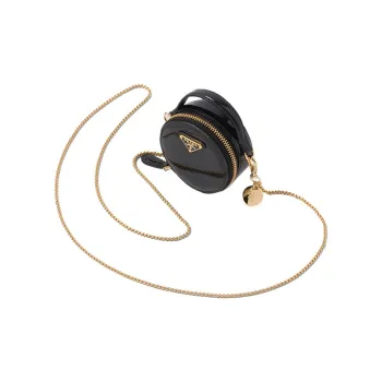 PRADA Leather Clutch Bag Over The Shoulder Mini Women's Black