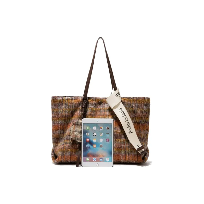 MACKJANICE Polyurethane Tote Shoulder Bag Women's Black White Plaid-17