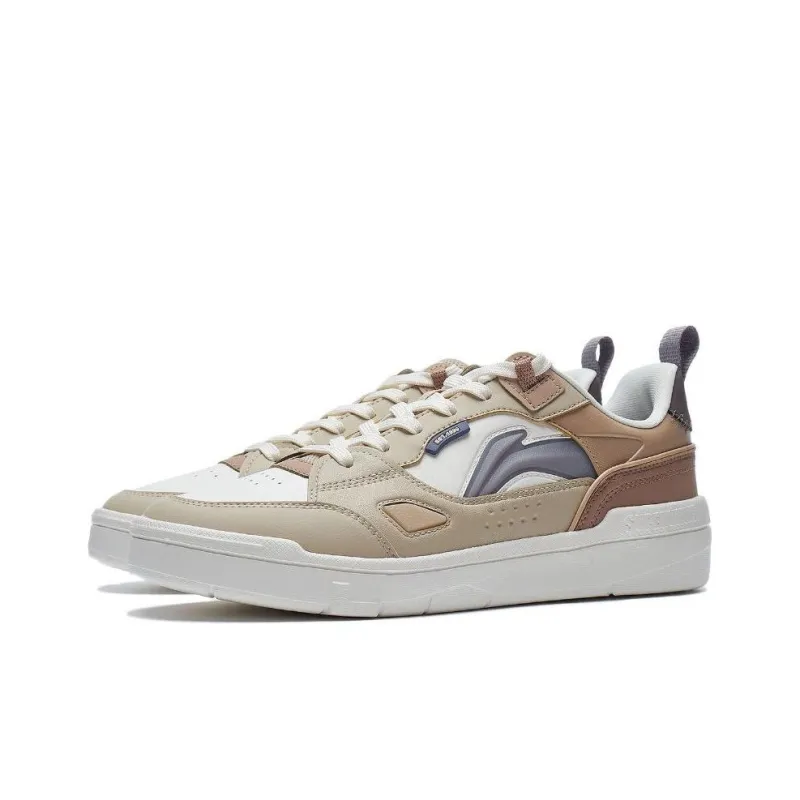 LiNing Common 80s Cushioning Wear Resistant Low Top Skateboard Shoes Men's Khaki-2