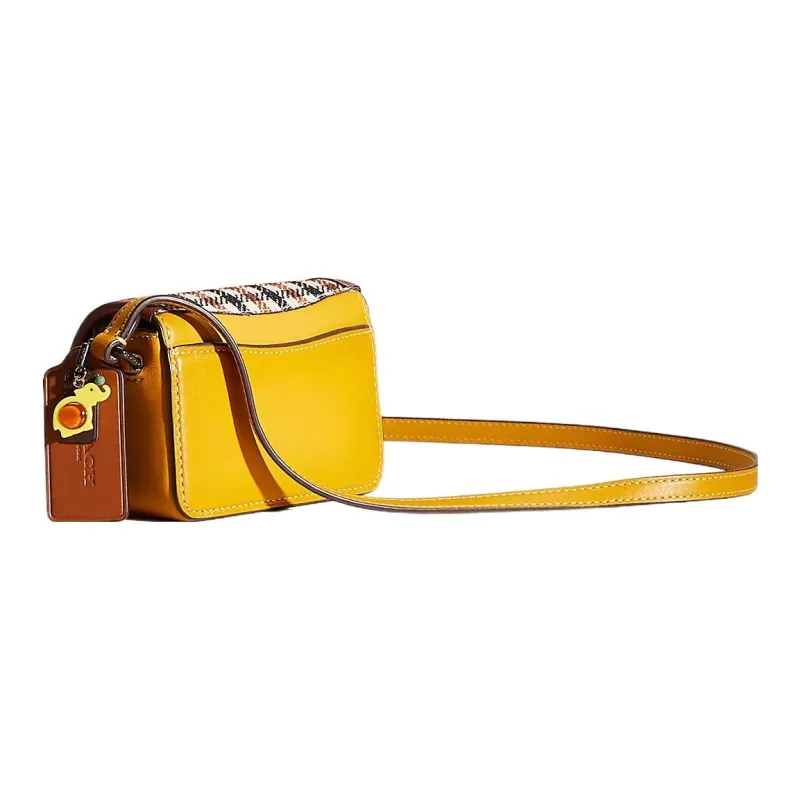 COACH Studio Leather Shoulder Bag, Crossbody Bag Mini Women's Brass Alloy With Linen Accents-1