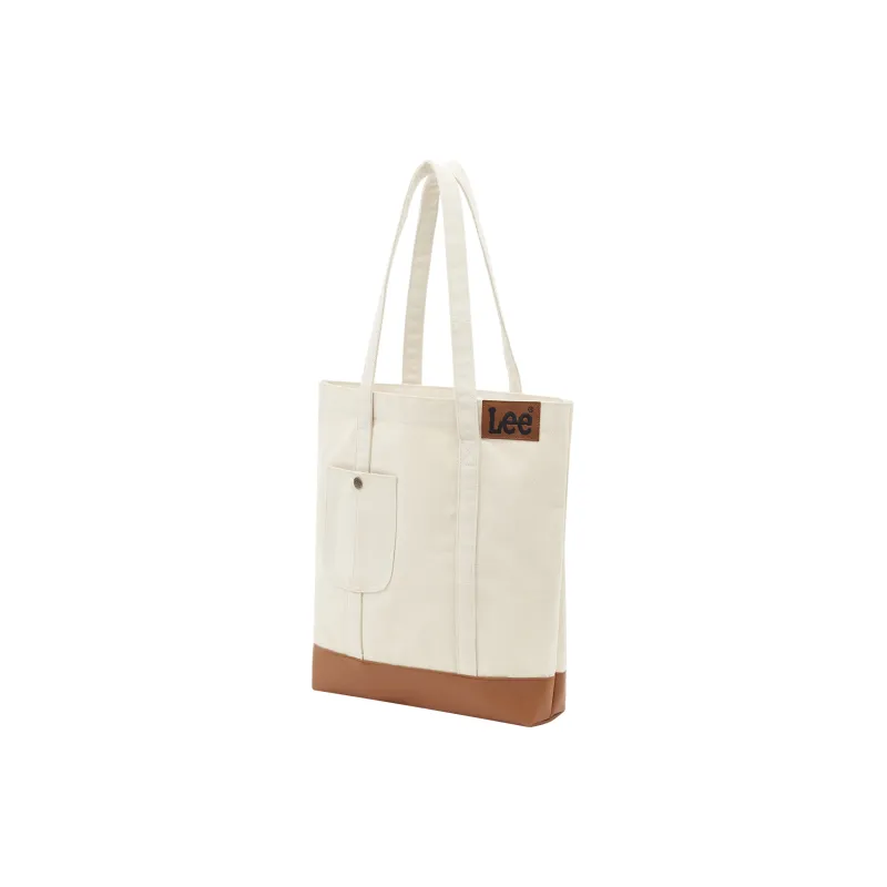 Lee Canvas+PU Tote Shoulder Bag, Canvas Bag, Shopping Bag Regular Women's Milk Tea & Coffee-2