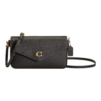 COACH Wyn Cross-Stitch Leather Envelope Bag Shoulder Bag Crossbody Bag Small Size Women's Brass Multicolor Amazon Green