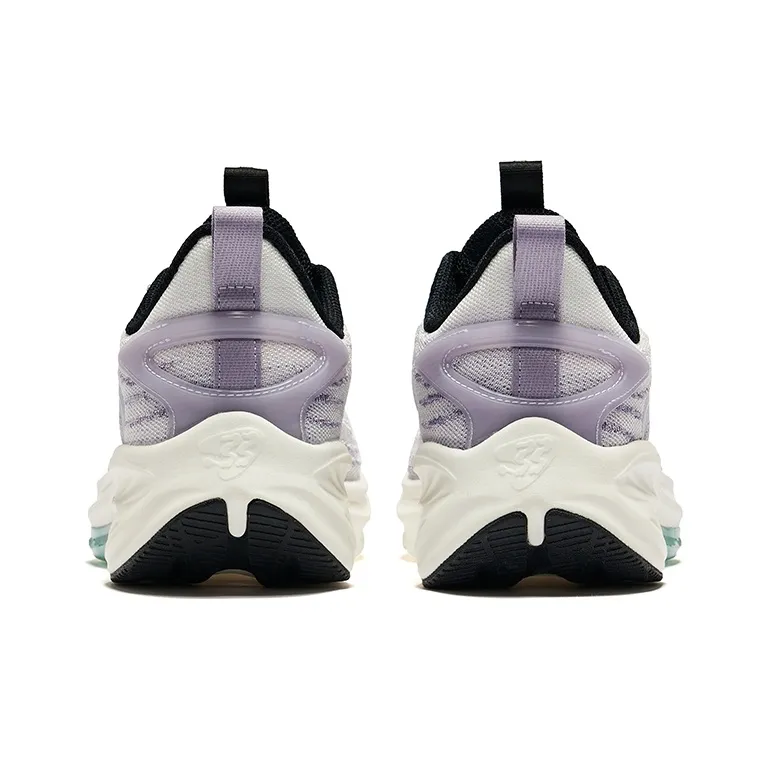 Erke Cushioning Wear-Resistant Low-Top Running Shoes Women's Bright White Misty Purple-3