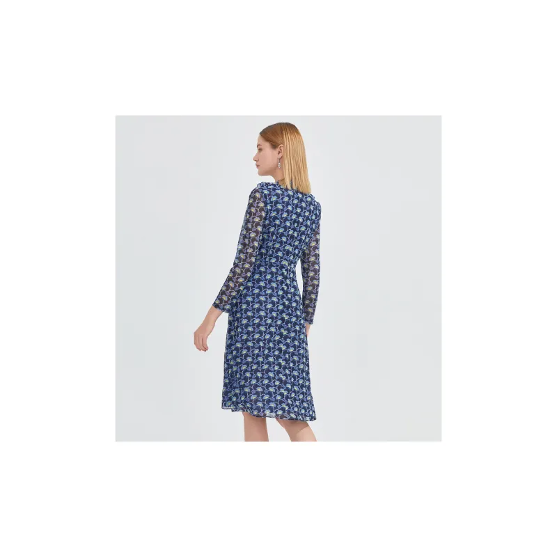JZ. ANNAKRO Long Sleeved Dresses Women's Flower Lake Blue-5