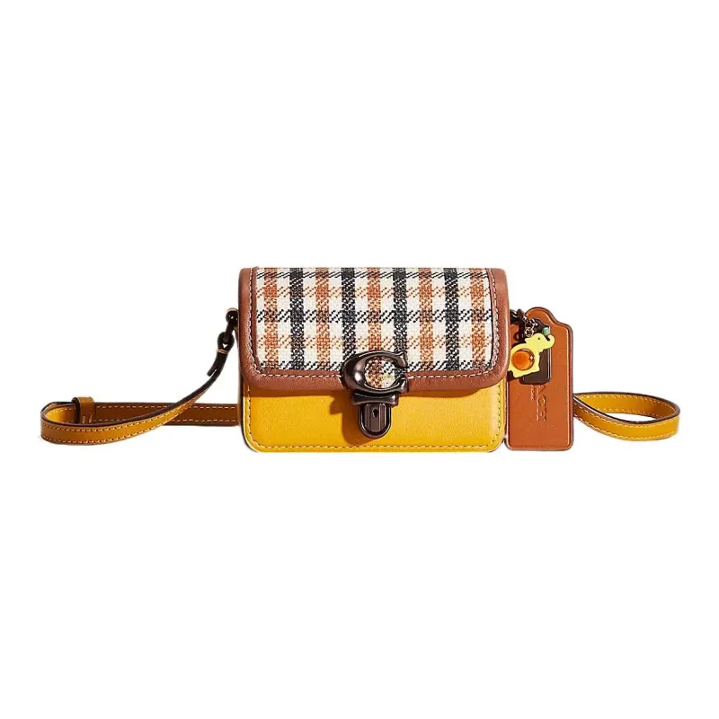 COACH Studio Leather Shoulder Bag, Crossbody Bag Mini Women's Brass Alloy With Linen Accents-0