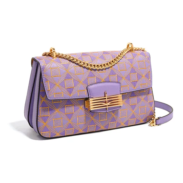 Forever Lucky Cow Leather Shoulder Bag, Crossbody Bag Small Size Women's Periwinkle Basket/Elegant Black/Moon White-1