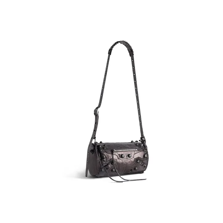 Balenciaga Le Cagole Fine-Grained Sheepskin Cylinder Bag Crossbody Bag Shoulder Bag Men's Dark Gray-1