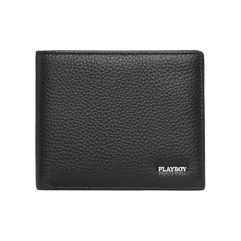 Playboy Top Grain Cow Leather Wallet Men's Black-0